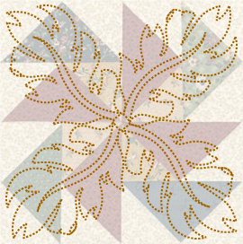 Filigree Leaves Block 1 On Country Touch Block | Quiltable